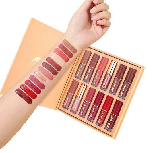 KS-ONE 12 Pcs Velvet Matte Liquid Lipstick Set - Long Lasting Waterproof Lip Gloss Kit