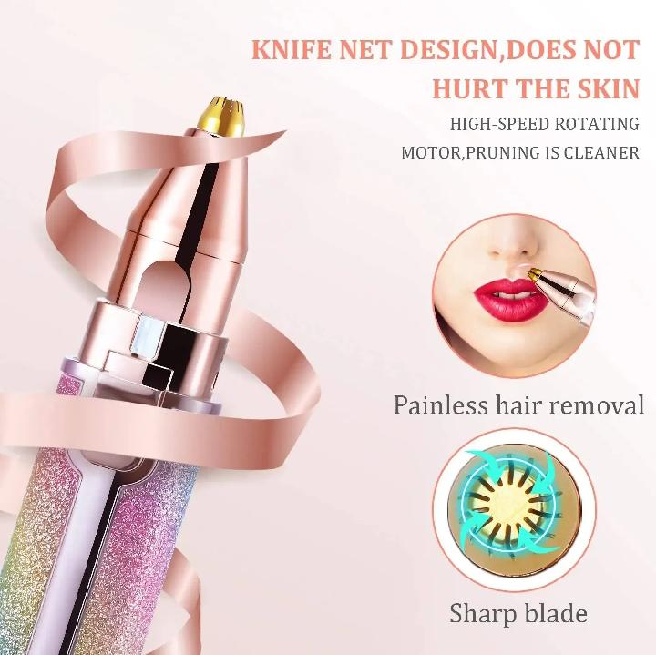 Flawless 2-in-1 Rechargeable Facial & Eyebrow Trimmer for Women - Painless Hair Remover