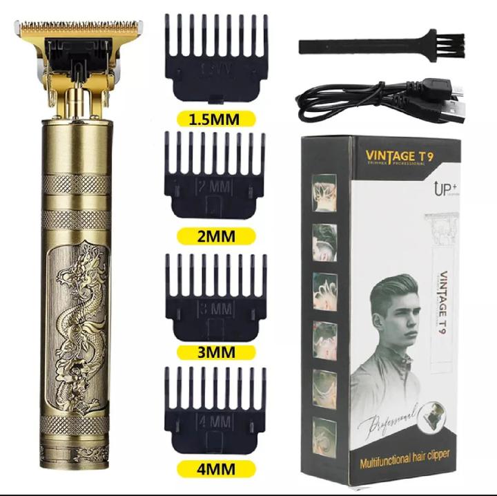 Vintage T9 Professional Rechargeable Hair & Beard Trimmer - Zero Gapped Outliner for Men