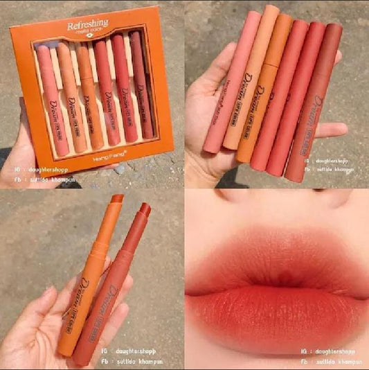 Heng Fang Dream Matte Lipstick Set - Pack of 6 Long Lasting Nude Shades