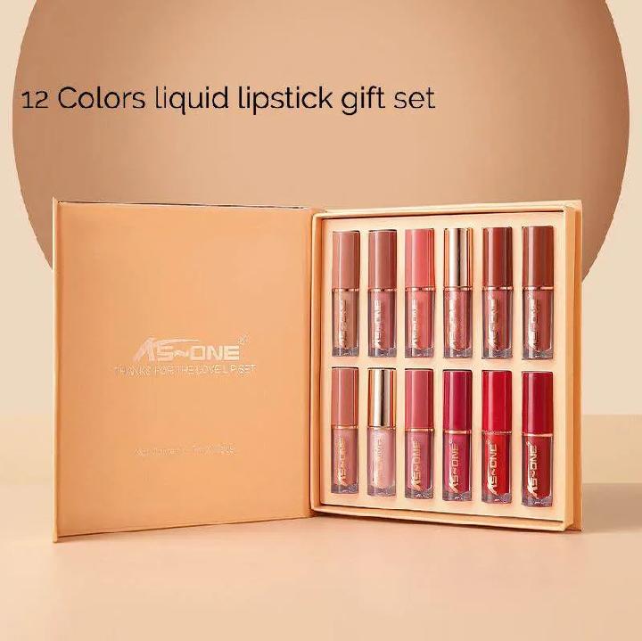 KS-ONE 12 Pcs Velvet Matte Liquid Lipstick Set - Long Lasting Waterproof Lip Gloss Kit