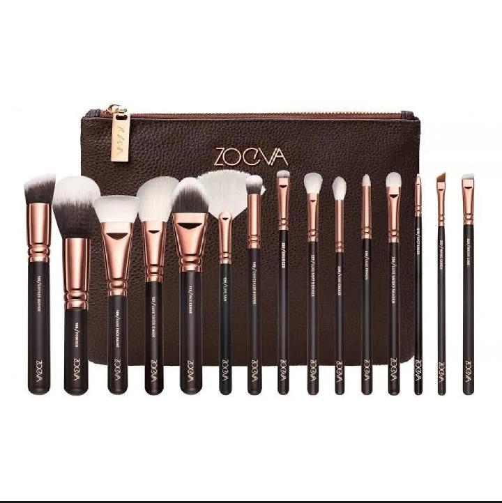 ZOEVA Professional Makeup Brush Set (Pack of 15) with Luxury Leather Pouch